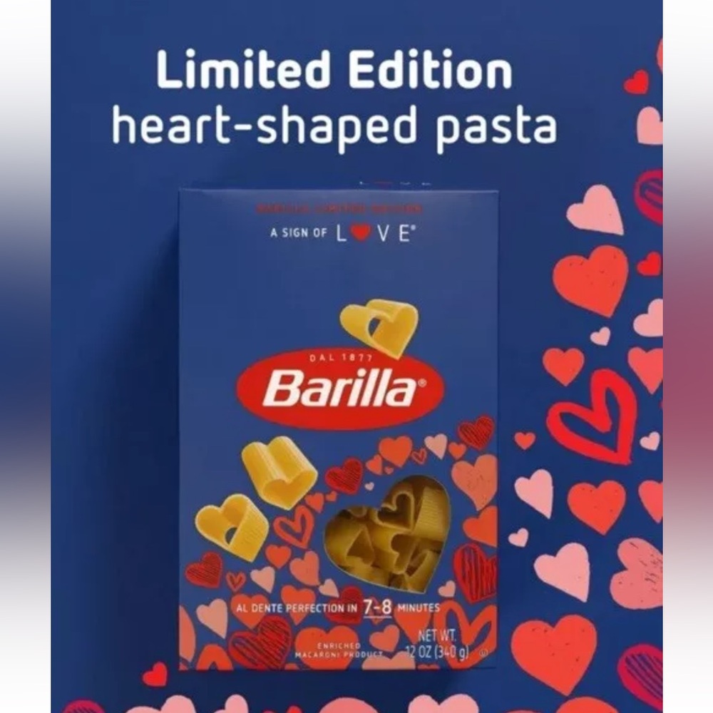 2 boxes of Barilla Limited Edition Valentine's Day Heart Shaped Pasta noodles